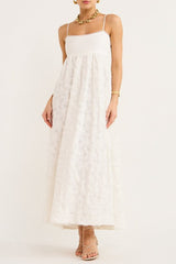 Iggy Embroidered Midi Dress In Cream