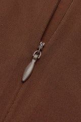 Ilya Asymmetrical Cutout Satin Maxi Dress in Brown