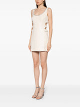 CUTOUT EMBELLISHED BOUCLÉ MINI DRESS