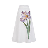 White Floral Embroidered midi dress Matching Set