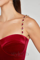 Kalene Diamante Chain Velvet Jumpsuit