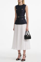 Sleeveless Belted Chiffon Midi Dress