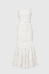 Keane Lace Insert Belted Midi Dress