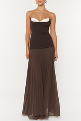 margueriteStrapless Pleated Maxi Dress