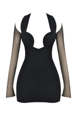 Kieran Halter Plunge Mesh Mini Dress