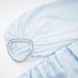 CRYSTAL-EMBELLISHED RUCHED MINI DRESS