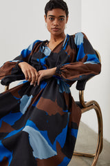 LEANNA DRESS - BLUE MULTI COLOR BLOCK