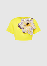 Indie Appliqué Sleeve Iris Print set in Yellow