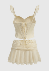 amelia Corset Lace Up Ruffle Skirt Set