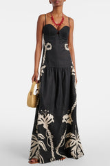 Lawerey Print Linen Maxi Dress