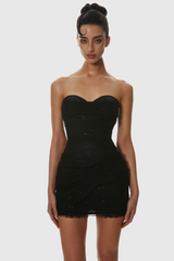 Liserre Sequin Strapless Corset Ruched Mini Dress