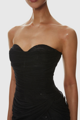 Liserre Sequin Strapless Corset Ruched Mini Dress