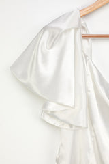 White Satin One-Shoulder Mini Dress