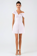 Luzasa Off Shoulder Buttoned Mini Dress - Pink