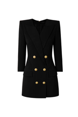 natividad Button-embellished Cotton-twill Mini Dress in black