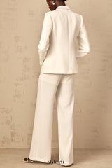 theresa diamond studded hollow out blazer set in white
