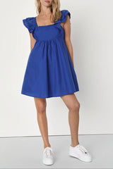 Marvelous Time Cobalt Blue Ruffled Mini Dress