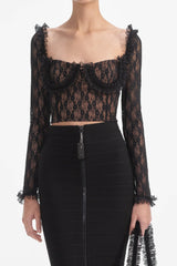 Meghn Lace Ruffle Top