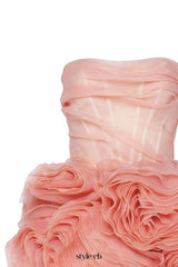 georgia Appliquéd organza coral mini dress