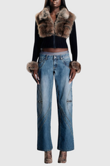 geraldine Faux Fur Knit Coat