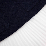 Navy Boucle And Chiffon Mini Dress