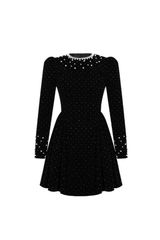 sheila black Beaded rhinestone-embellished flared mini dress