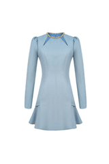 sylvia rhinestone neck cutout mini dress in blue