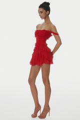Nirva Off Shoulder Ruffle Mini Dress
