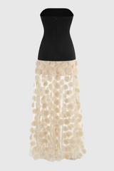 Nodin Strapless Dot Mesh Maxi Dress