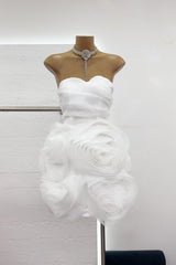 georgia Appliquéd organza white mini dress