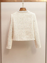lillian Cream Embellished Boucle Jacket