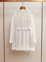 odelette Cream Organza Lace Mini Dress