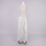 giselle flower embellished sleeveless lace maxi dress in white