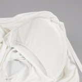 long sleeve draped cowl neck maxi dress in white