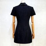 tabitha Boucle Collared tweed Mini Dress in black