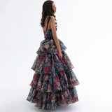 carlin floral print cutout layer maxi dress