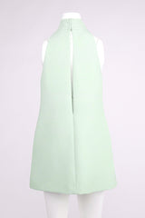 v-neck cutout backless crepe halter dress - celadon
