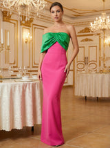 josephine fishtail strapless maxi dress - Green & Fuchsia