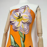 suzanne Appliqué Floral Bustier Maxi Dress in orange