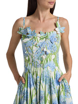 jolie multicolor floral bow Embroidered Poplin midi Dress