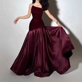 tiffany Irregular splicing strapless maxi dress - burgundy