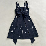 adora Sleeveless Diamond Bow Bandage Mini Dress in black