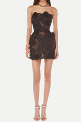 jessica floral embroidery Mini Dress in black