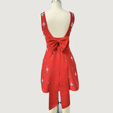 adora Sleeveless Diamond Bow Bandage Mini Dress in red