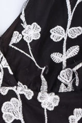 sarah V Neck Floral Embroidered Midi Dress in black