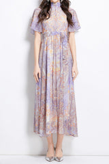 eileen multicolor single-breasted printed midi dress