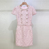 Embellished Bouclé Mini Dress in pink