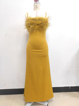 STRAPPY FEATHER MAXI DRESS