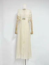 Chiffon Ruffled Maxi Dress in apricot