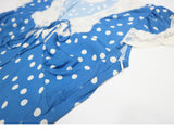 lyuba polka dot Lace-trimmed V-neck maxi dress in blue
